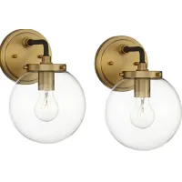Possini Euro Fairling 10 1/2" High Gold Globe Wall Sconce Set of 2