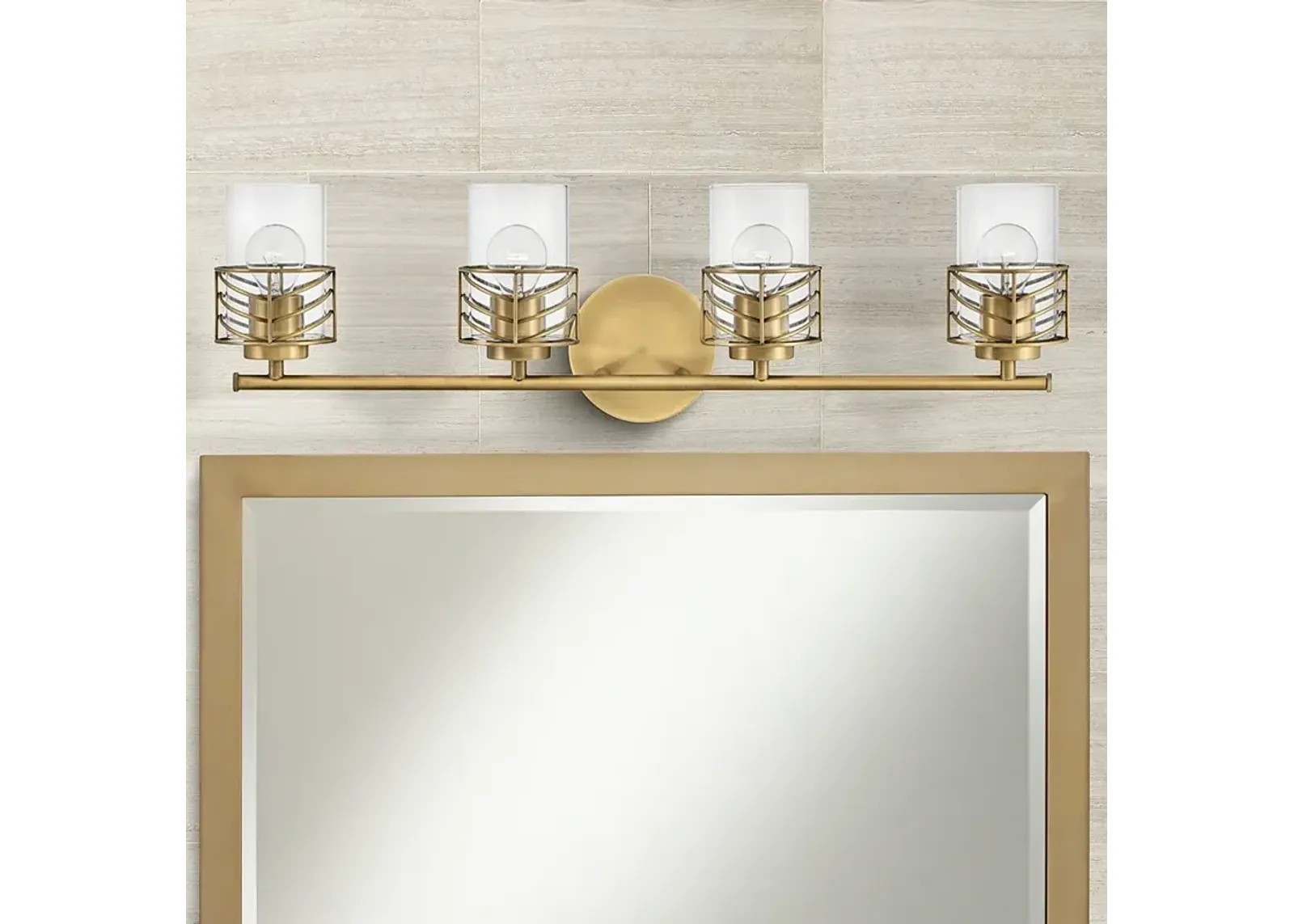 Hinkley Della 33 3/4"W Lacquered Brass 4-Light Bath Light