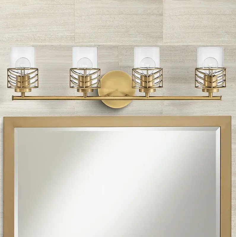 Hinkley Della 33 3/4"W Lacquered Brass 4-Light Bath Light