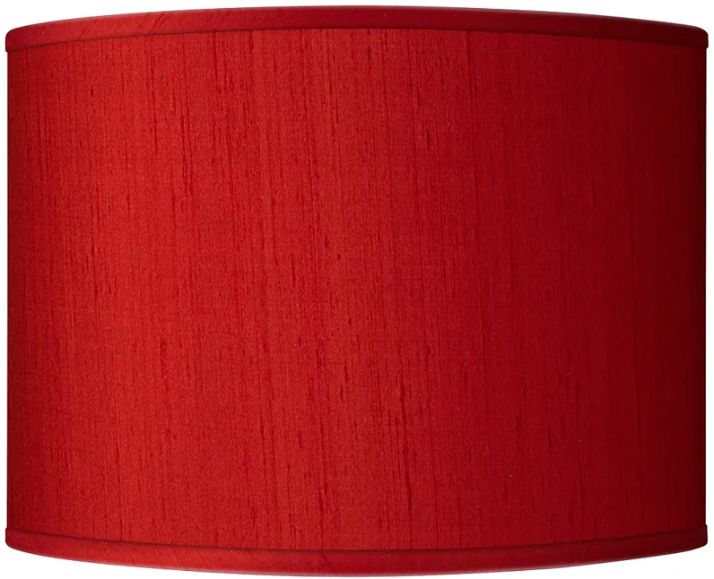 Possini Euro Red Faux Silk Dupioni Drum Lamp Shade 15.5x15.5x11 (Spider)