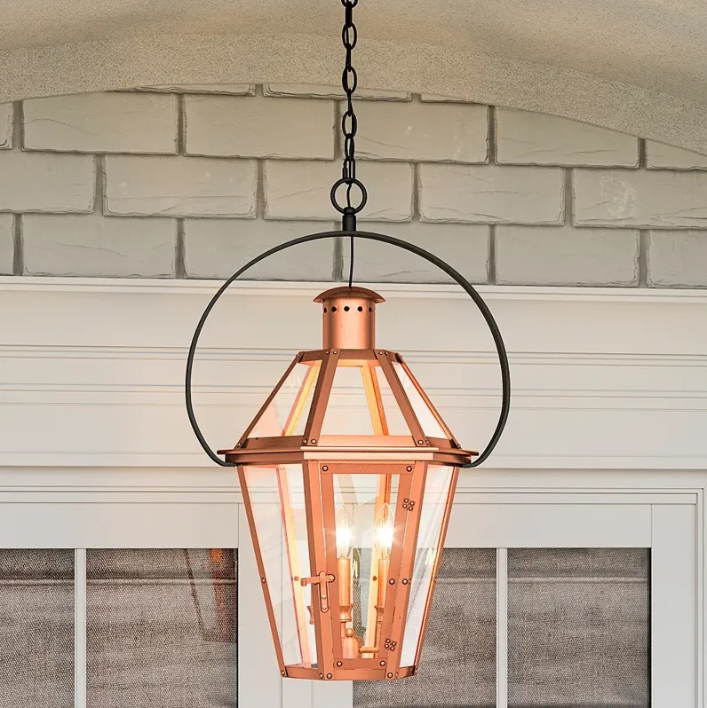 Quoizel Burdett 24 1/4" High Aged Copper Outdoor Hanging Light