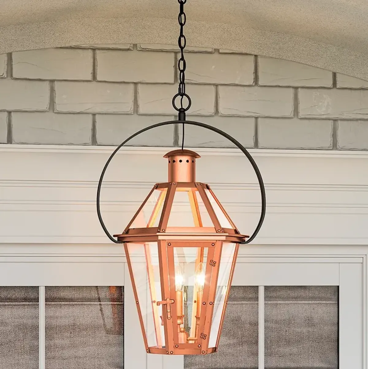 Quoizel Burdett 24 1/4" High Aged Copper Outdoor Hanging Light