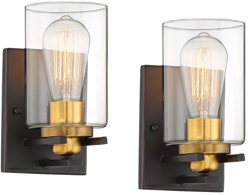 Possini Euro Demy 8 3/4" High Bronze and Gold Wall Sconce Set of 2