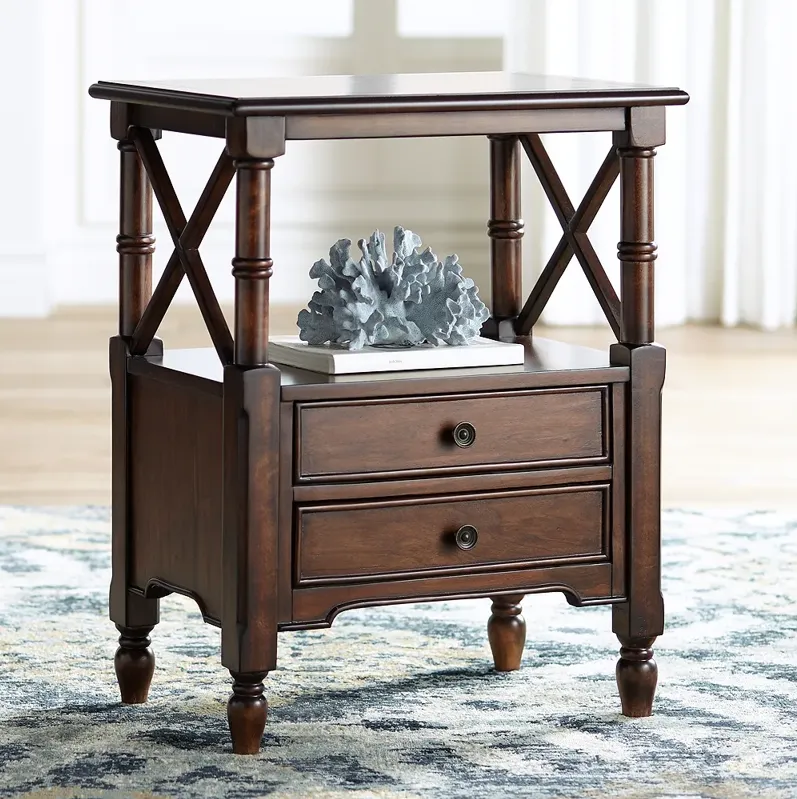 Tamryn 24" Wide Brown Cherry 2-Drawer Accent Table