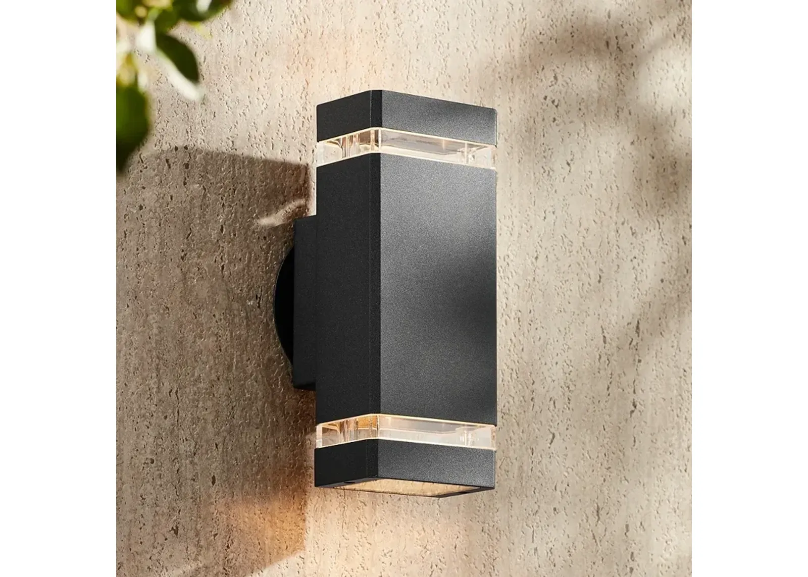 Possini Euro Skyridge 10 1/2" Black Up-Down Modern Outdoor Wall Light