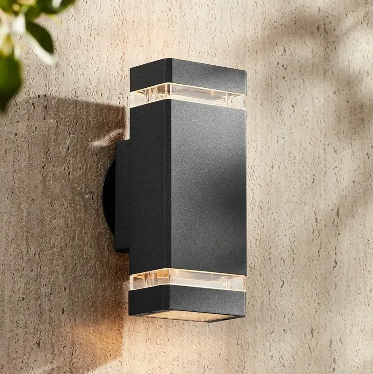 Possini Euro Skyridge 10 1/2" Black Up-Down Modern Outdoor Wall Light