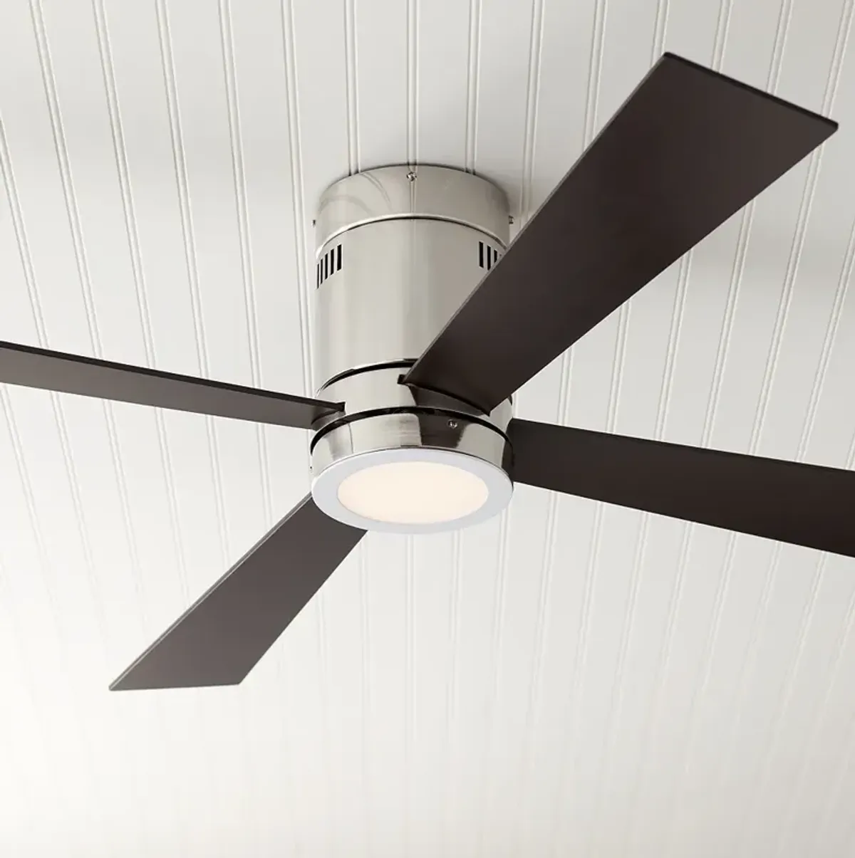 52" Casa Vieja Revue Brushed Nickel LED Hugger Ceiling Fan with Remote