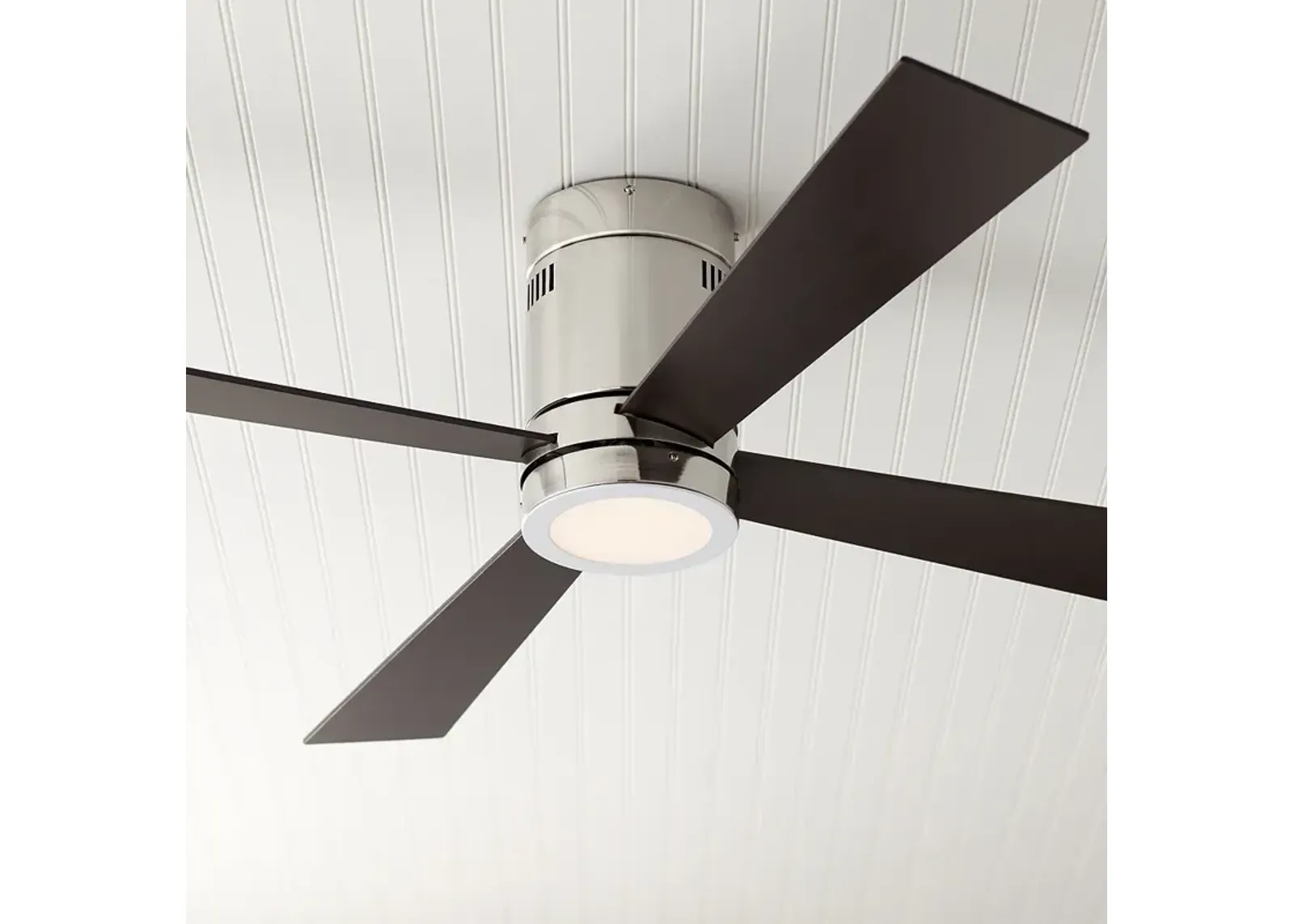 52" Casa Vieja Revue Brushed Nickel LED Hugger Ceiling Fan with Remote