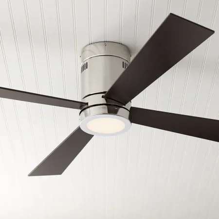 52" Casa Vieja Revue Brushed Nickel LED Hugger Ceiling Fan with Remote