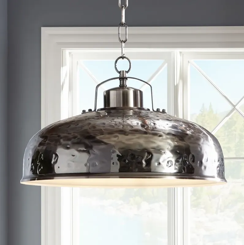 Franklin Iron Works Essex 18" Wide Nickel Metal Dome Pendant Light