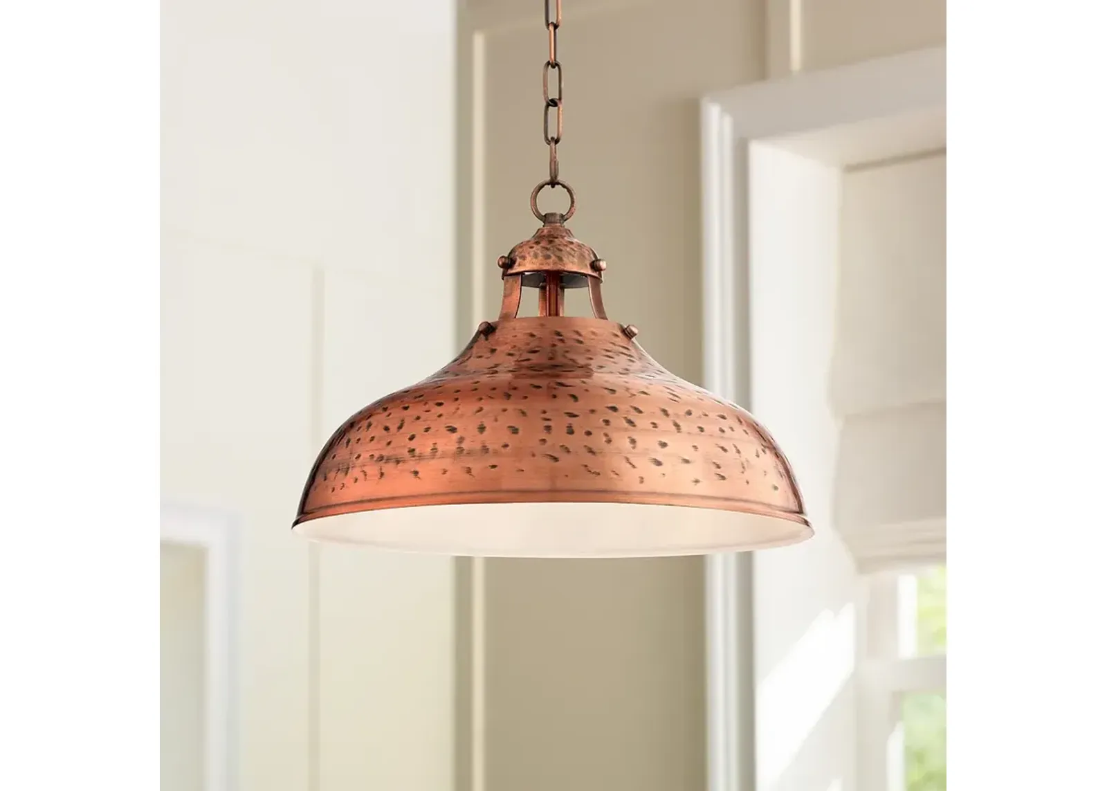 Franklin Iron Works Essex 16" Wide Metal Copper Dome Pendant Light