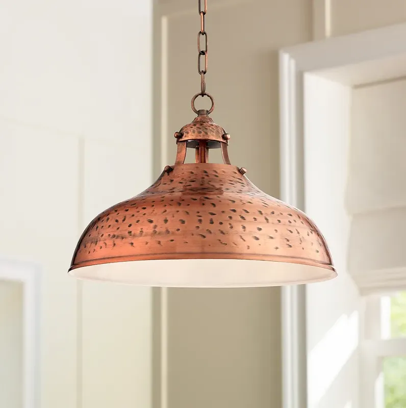 Franklin Iron Works Essex 16" Wide Metal Copper Dome Pendant Light