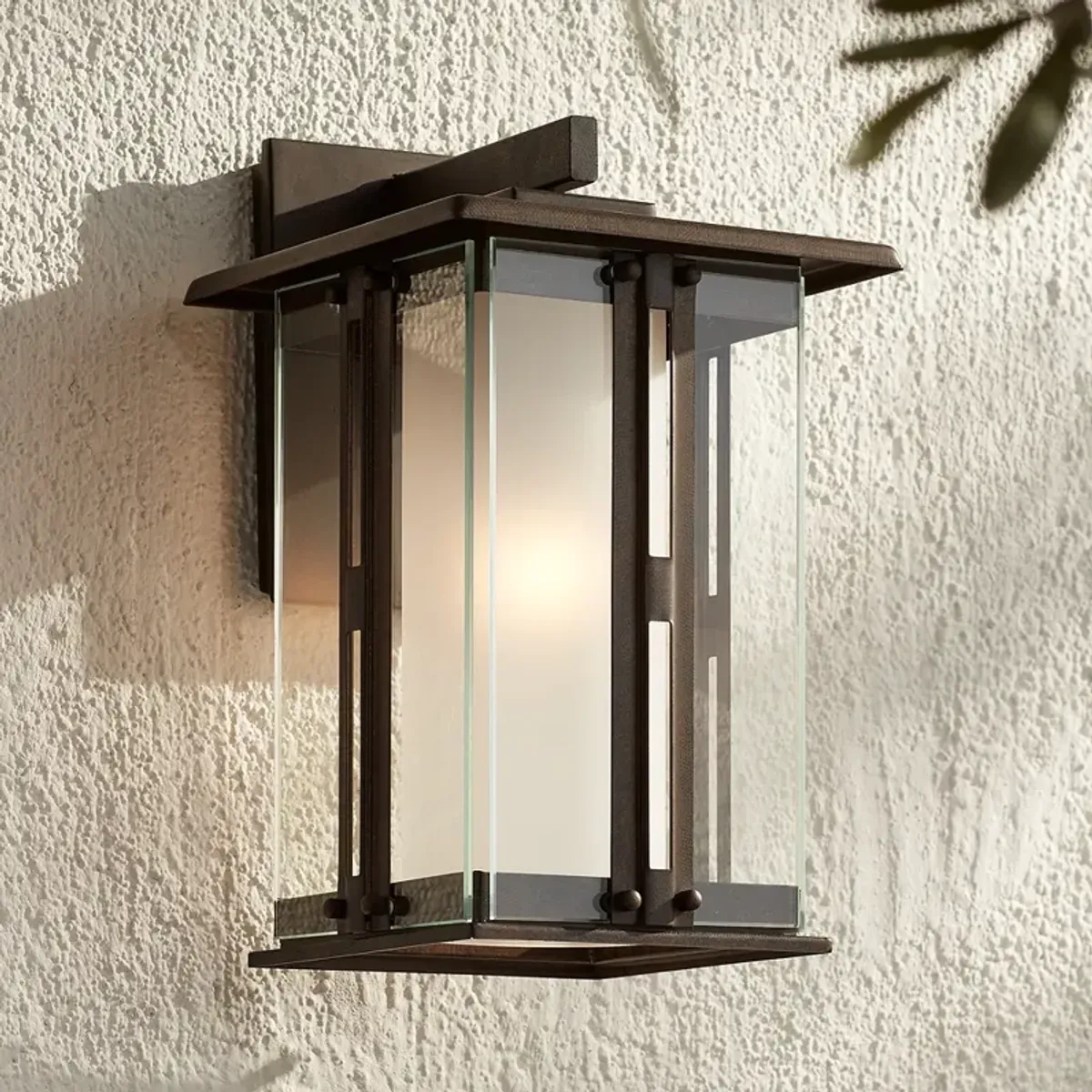 Franklin Iron Works Fallbrook 13" Glass and Bronze Outdoor Wall Light