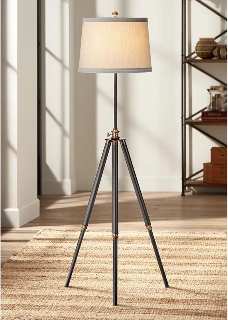 Pacific Coast Lighting Adjustable Height Antique Bronze Tripod Floor Lamp