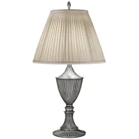 Stiffel 30" Pleated Shade with Traditional Pewter Table Light.