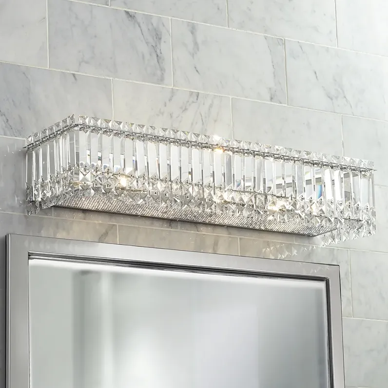 Possini Euro Crystal Columns 30" Wide Chrome LED Bath Light