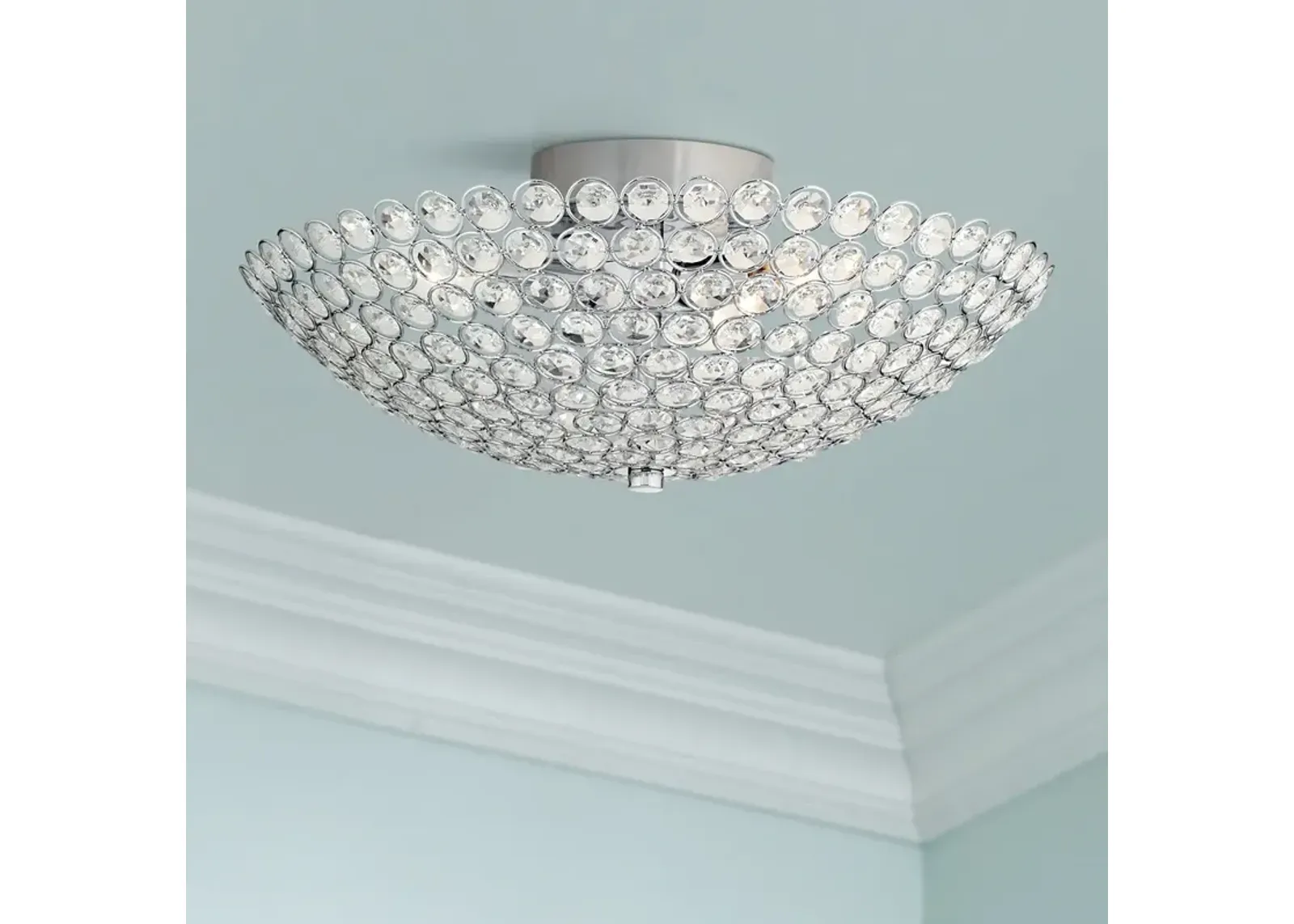 Possini Euro Geneva 12" Wide Crystal Dome Semi-Flush Ceiling Light