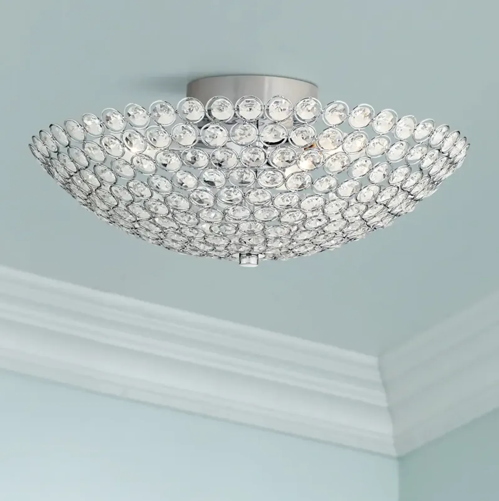 Possini Euro Geneva 12" Wide Crystal Dome Semi-Flush Ceiling Light