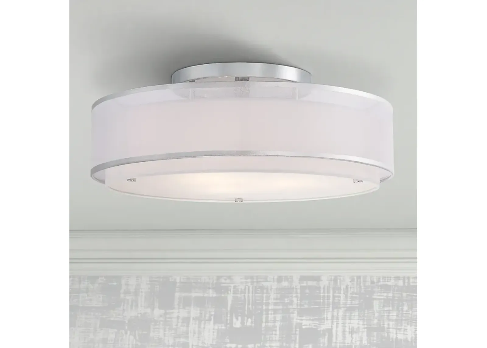 Possini Euro 20" Wide Organza Double Shade Modern Ceiling Light