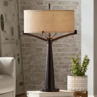 Franklin Iron Works Tremont Industrial Bronze 2-Light Table Lamp