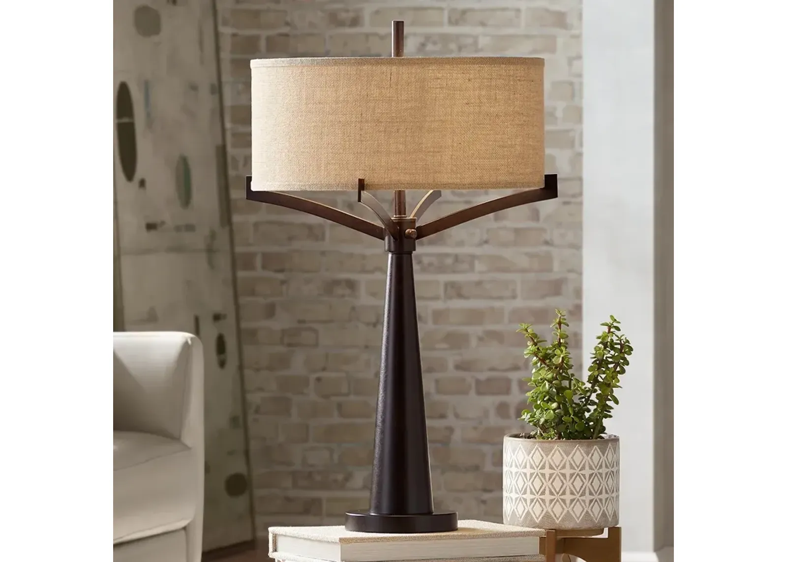 Franklin Iron Tremont 31 1/2" Industrial Bronze 2-Light Table Lamp