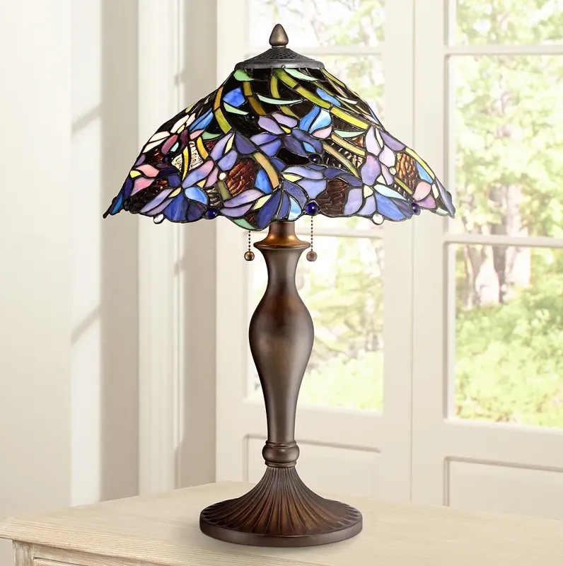 Grady Floral Swirl Tiffany-Style Table Lamp