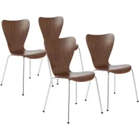 Set of 4 Tendy Pro Stack Walnut Side Chairs