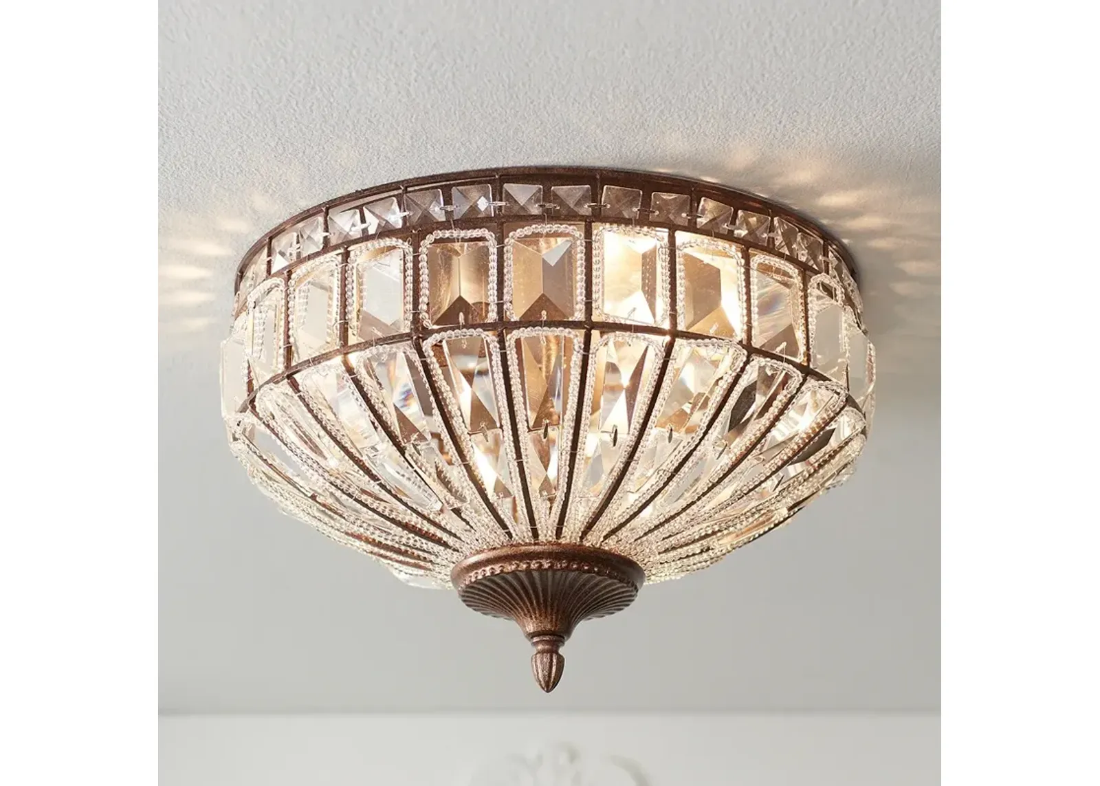 Vienna Full Spectrum Ibeza 15 1/2" Mocha and Crystal Ceiling Light