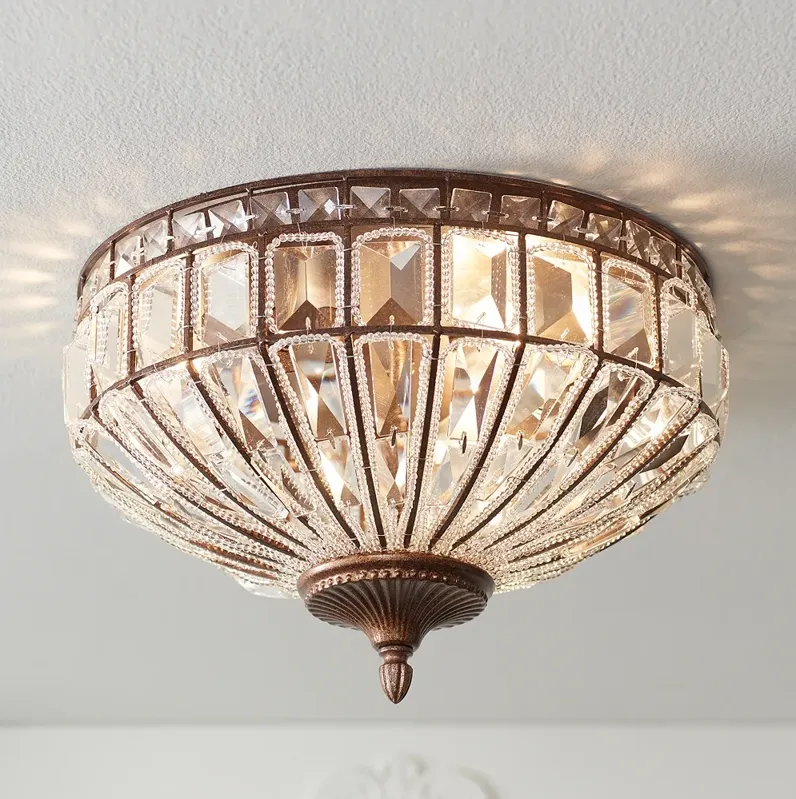 Vienna Full Spectrum Ibeza 15 1/2" Mocha and Crystal Ceiling Light