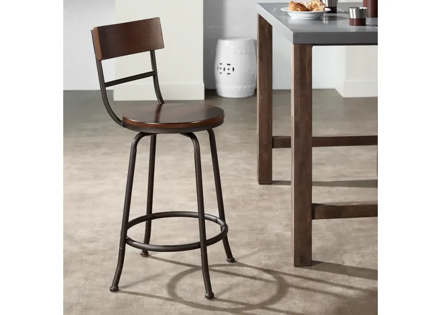 Langdon 24 1/4" Wood and Bronze Swivel Counter Stool