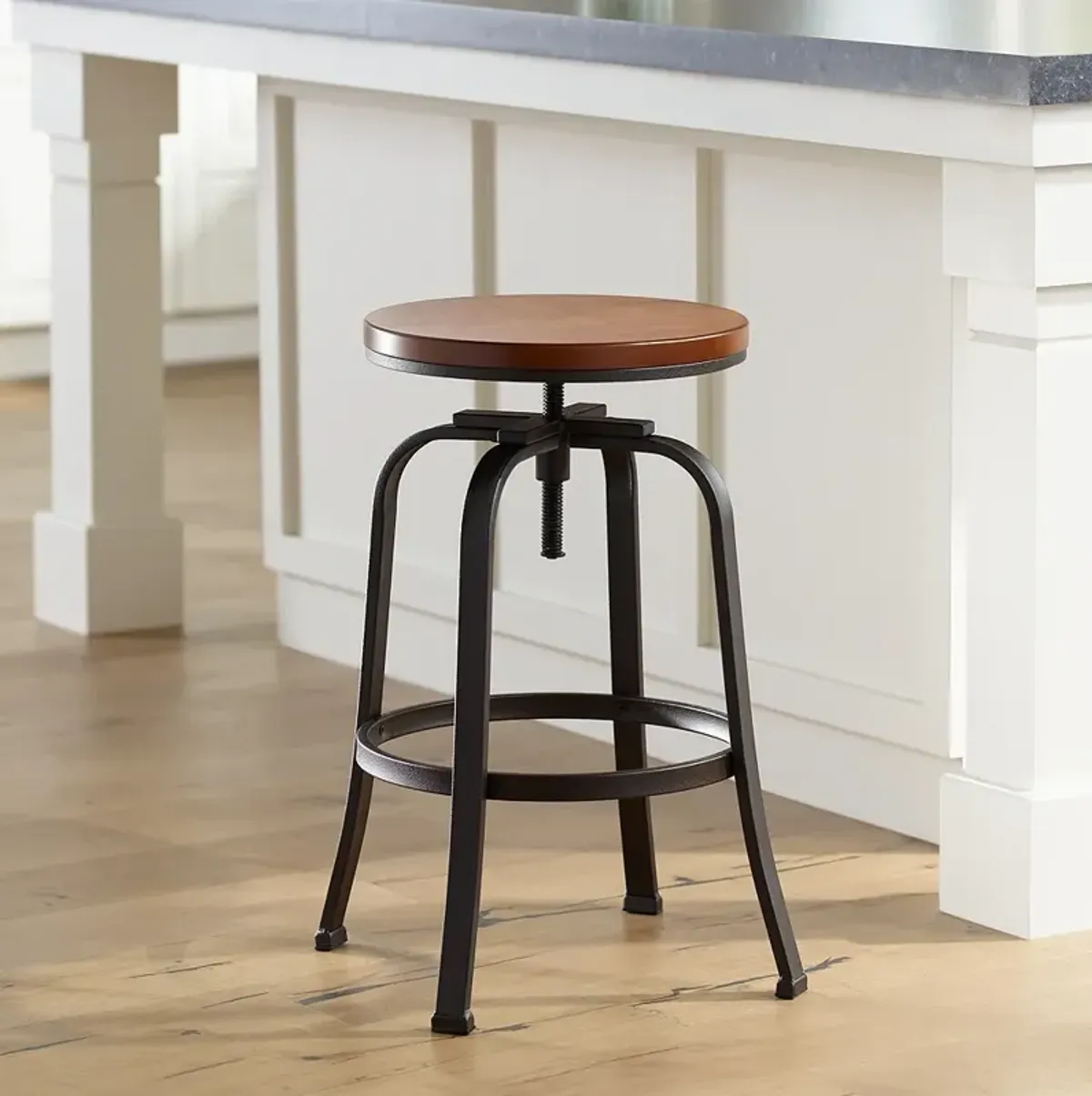 Radin Hammered Bronze Adjustable Height Swivel Bar Stool