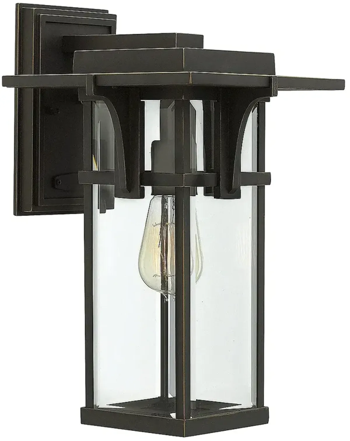 Manhattan Bronze 15" High Clear Glass Outdoor Wall Light