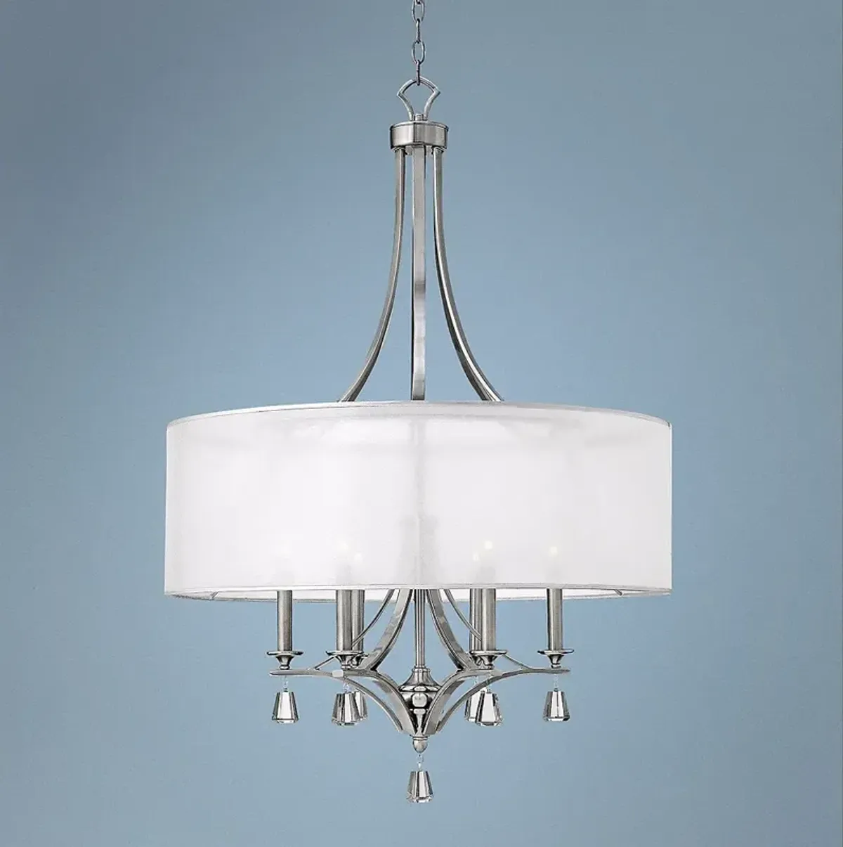 Hinkley Mime 30 1/4" Wide Brushed Nickel Drum Shade Chandelier