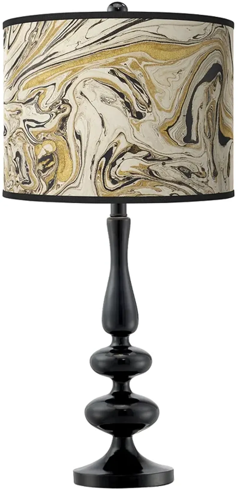 Venetian Marble Giclee Paley Black Table Lamp