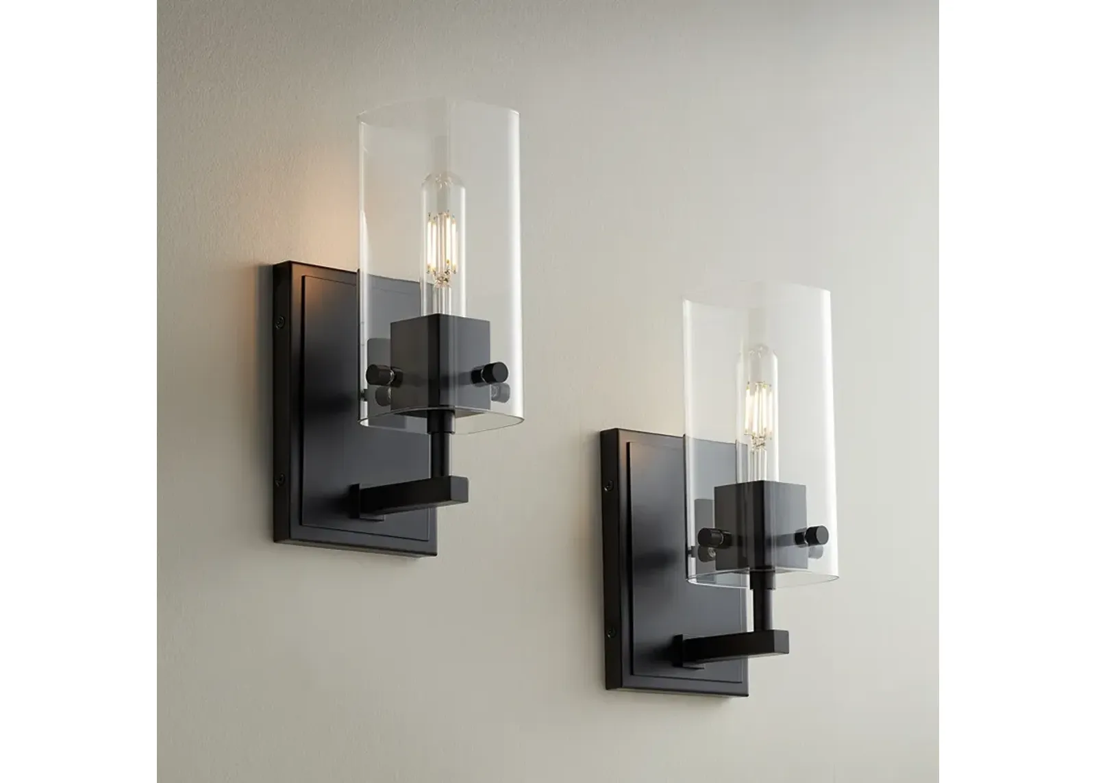 Possini Euro Metis 10 1/2" High Black Wall Sconce Set of 2