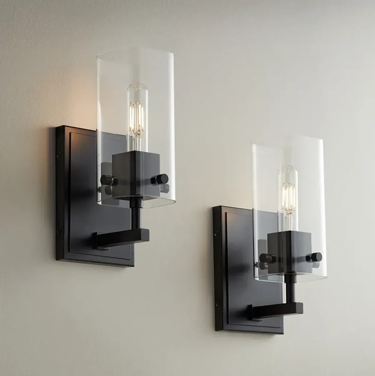 Possini Euro Metis 10 1/2" High Black Wall Sconce Set of 2