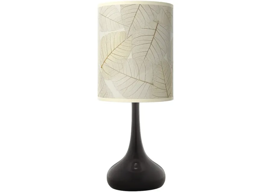 Fall Leaves Designer Lamp Shade with Black Droplet Modern Table Lamp