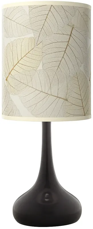 Fall Leaves Designer Lamp Shade with Black Droplet Modern Table Lamp