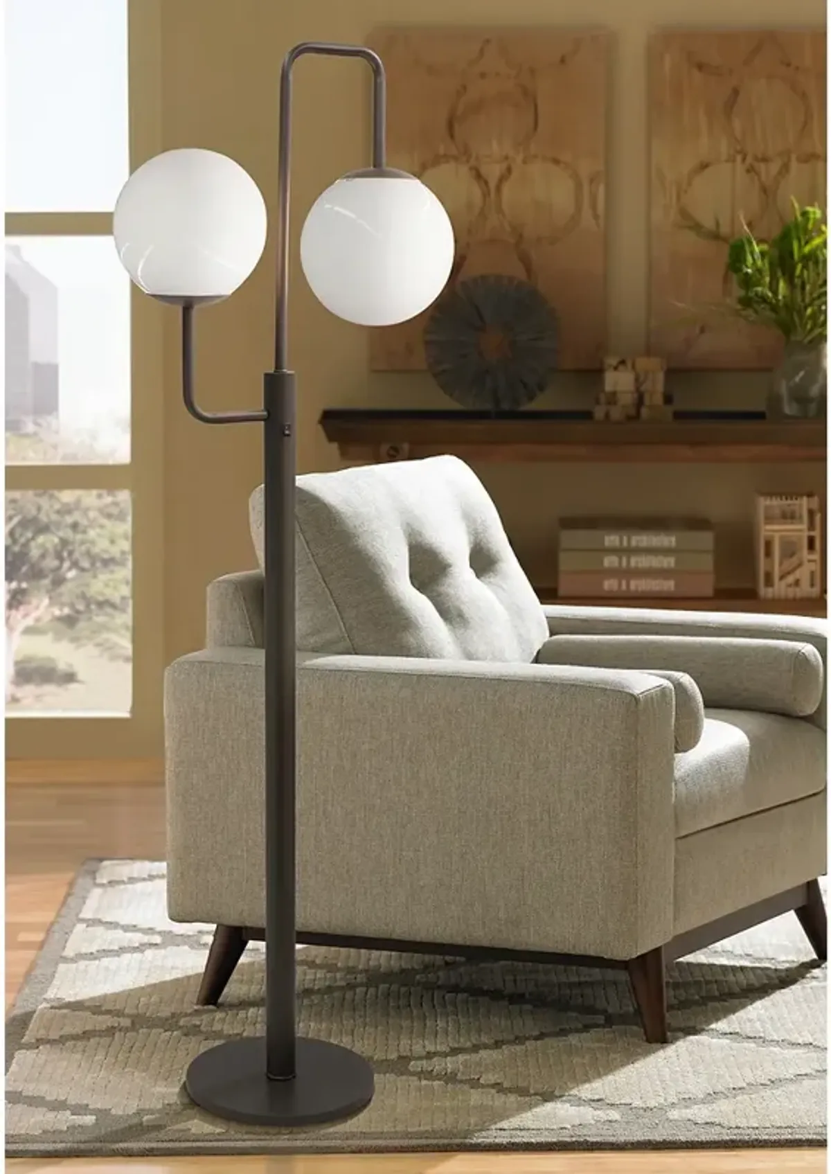 Stiffel Remington Square 67" High 2-Orb Oxidized Bronze Floor Lamp