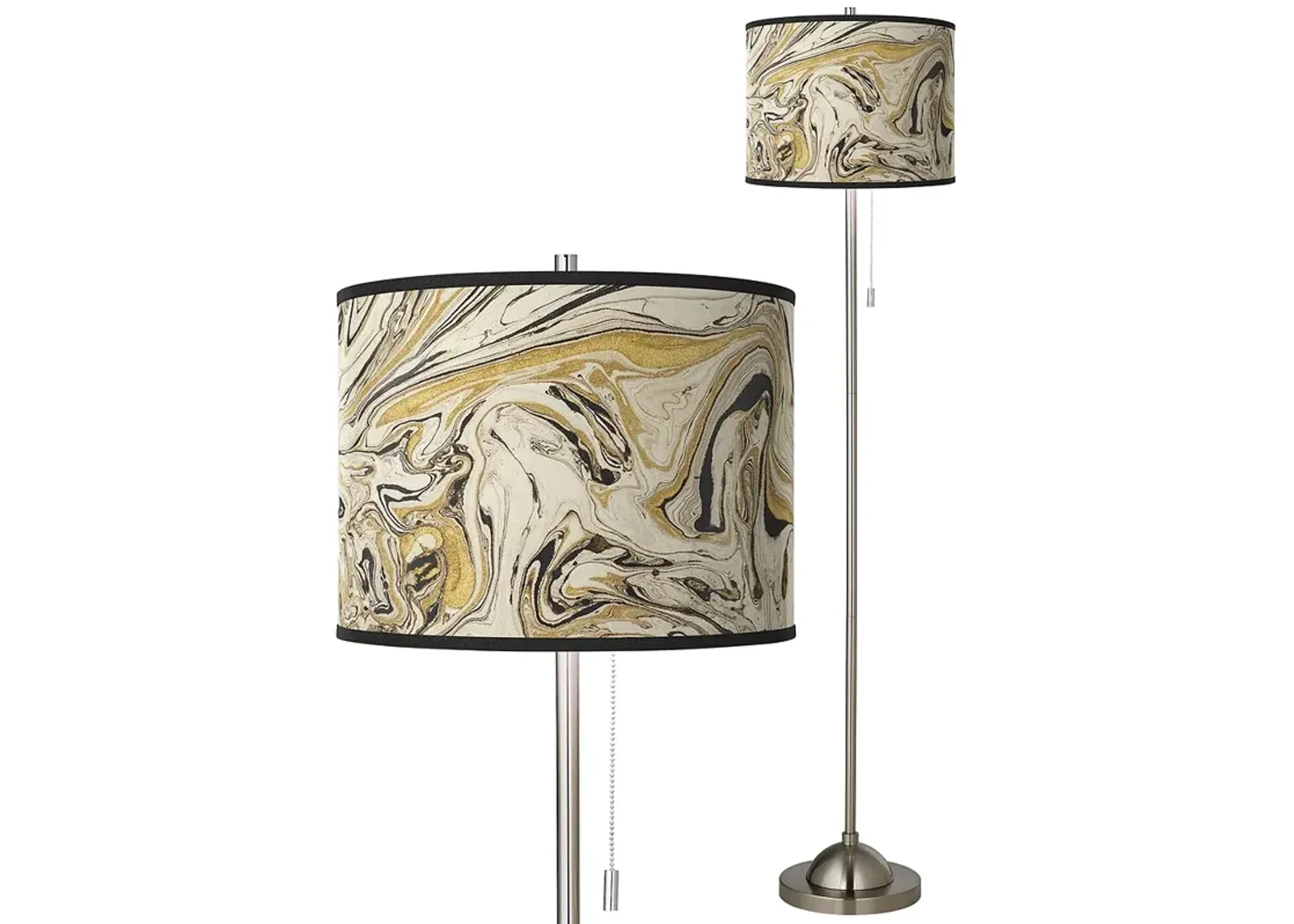 Venetian Marble Brushed Nickel Pull Chain Floor Lamp