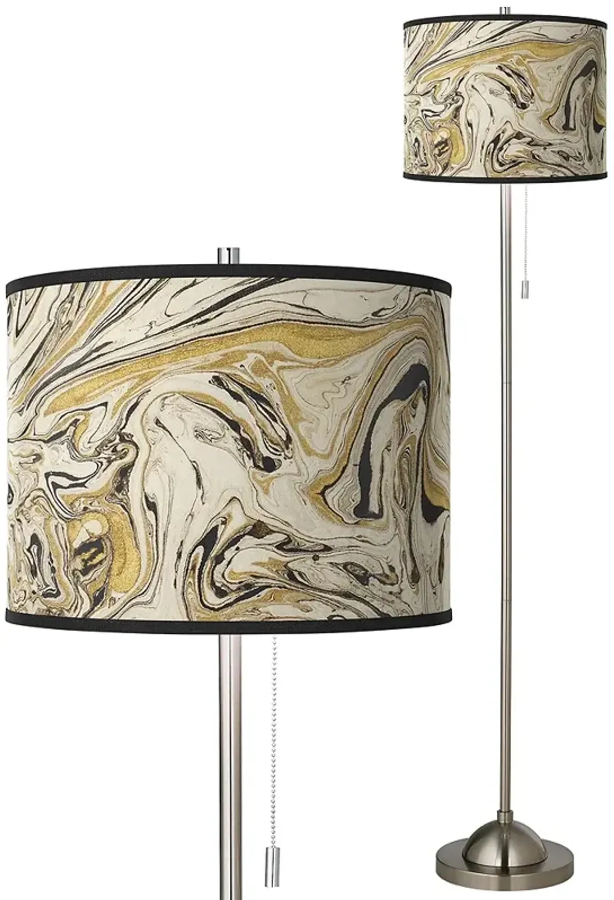 Venetian Marble Brushed Nickel Pull Chain Floor Lamp