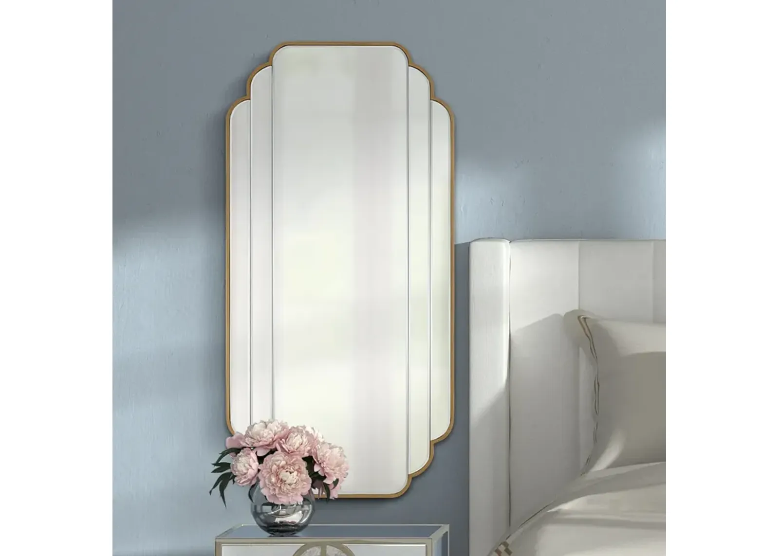 Symphony Brush Gold 23 1/2" x 47" Scalloped Edge Wall Mirror