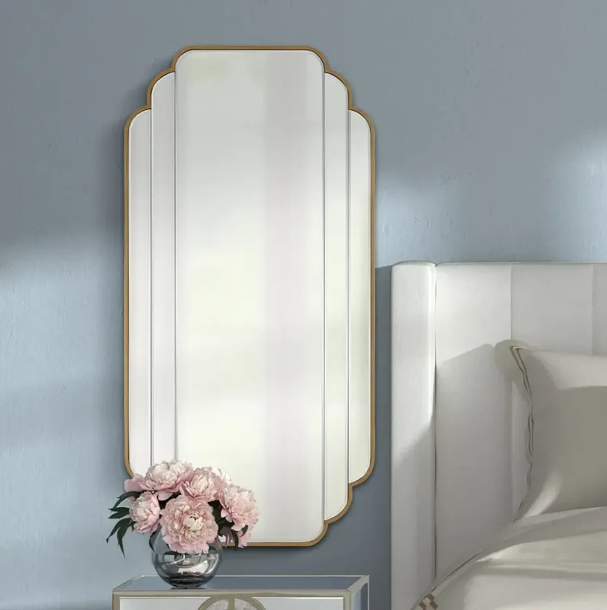 Symphony Brush Gold 23 1/2" x 47" Scalloped Edge Wall Mirror