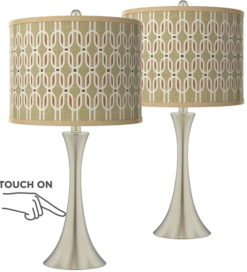 Rustic Mod Trish Brushed Nickel Touch Table Lamps Set of 2