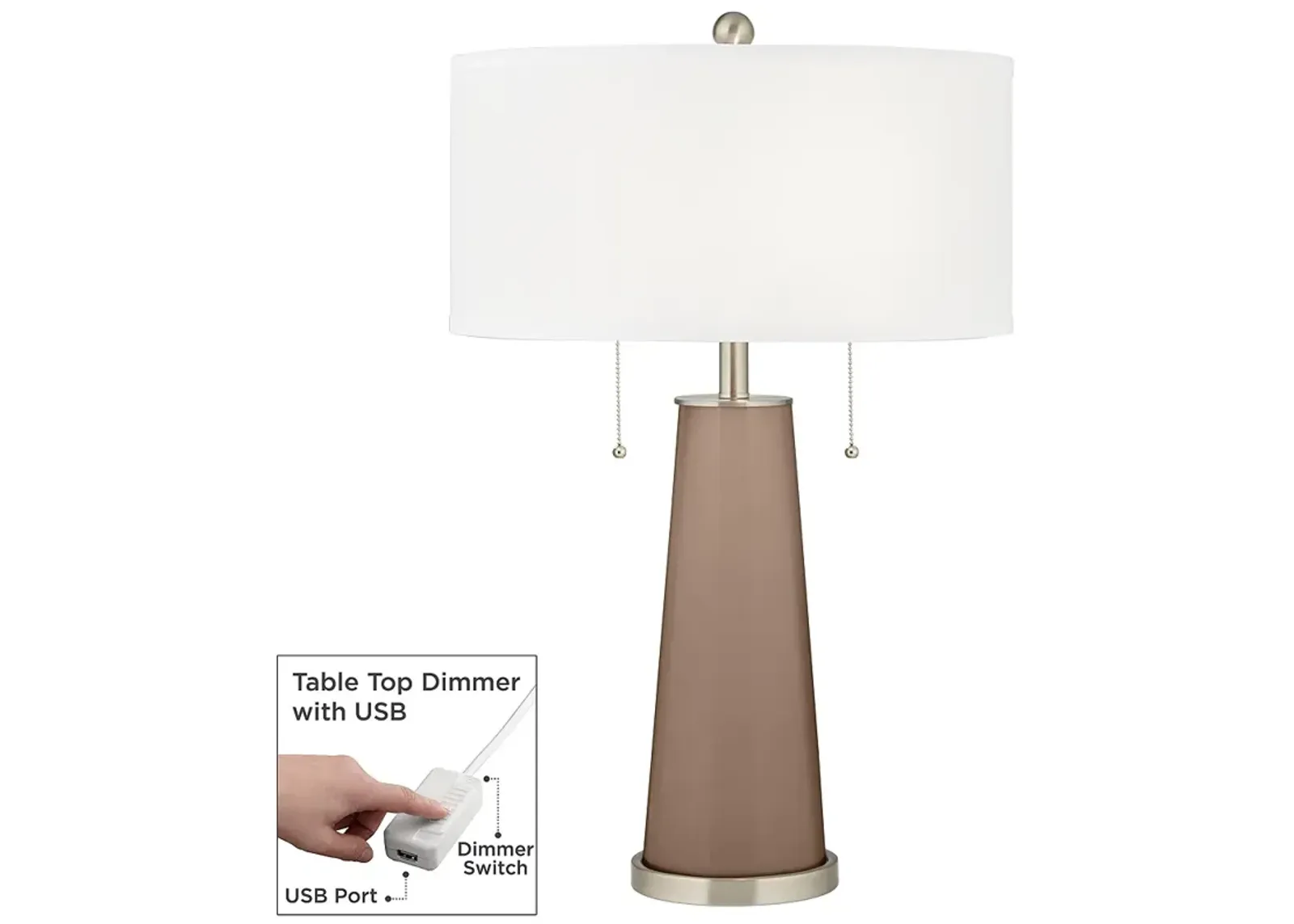 Color Plus Peggy 29 3/4" Modern Mocha Brown Table Lamp with USB Dimmer