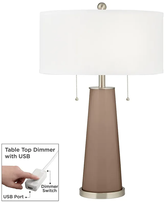 Color Plus Peggy 29 3/4" Modern Mocha Brown Table Lamp with USB Dimmer