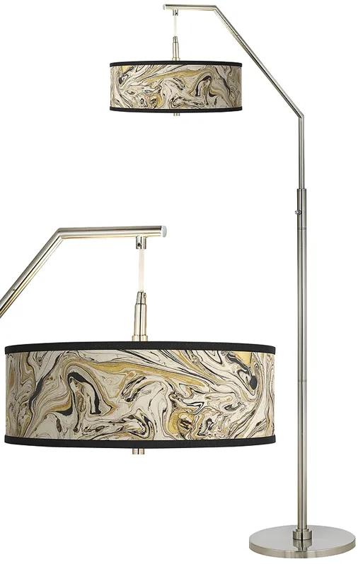 Venetian Marble Giclee Shade Arc Floor Lamp