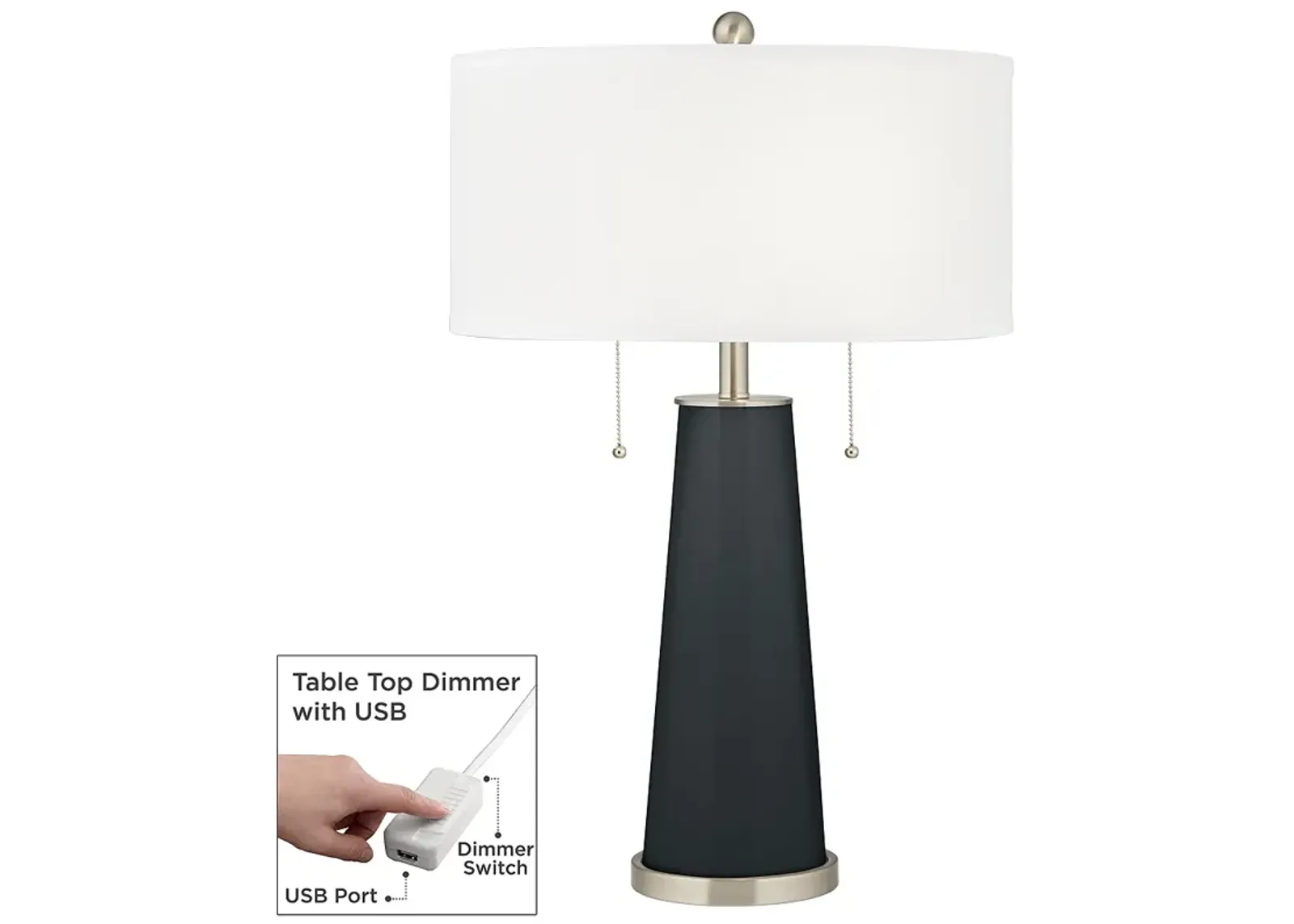 Color Plus Peggy 29 3/4" Black Of Night Table Lamp with USB Dimmer