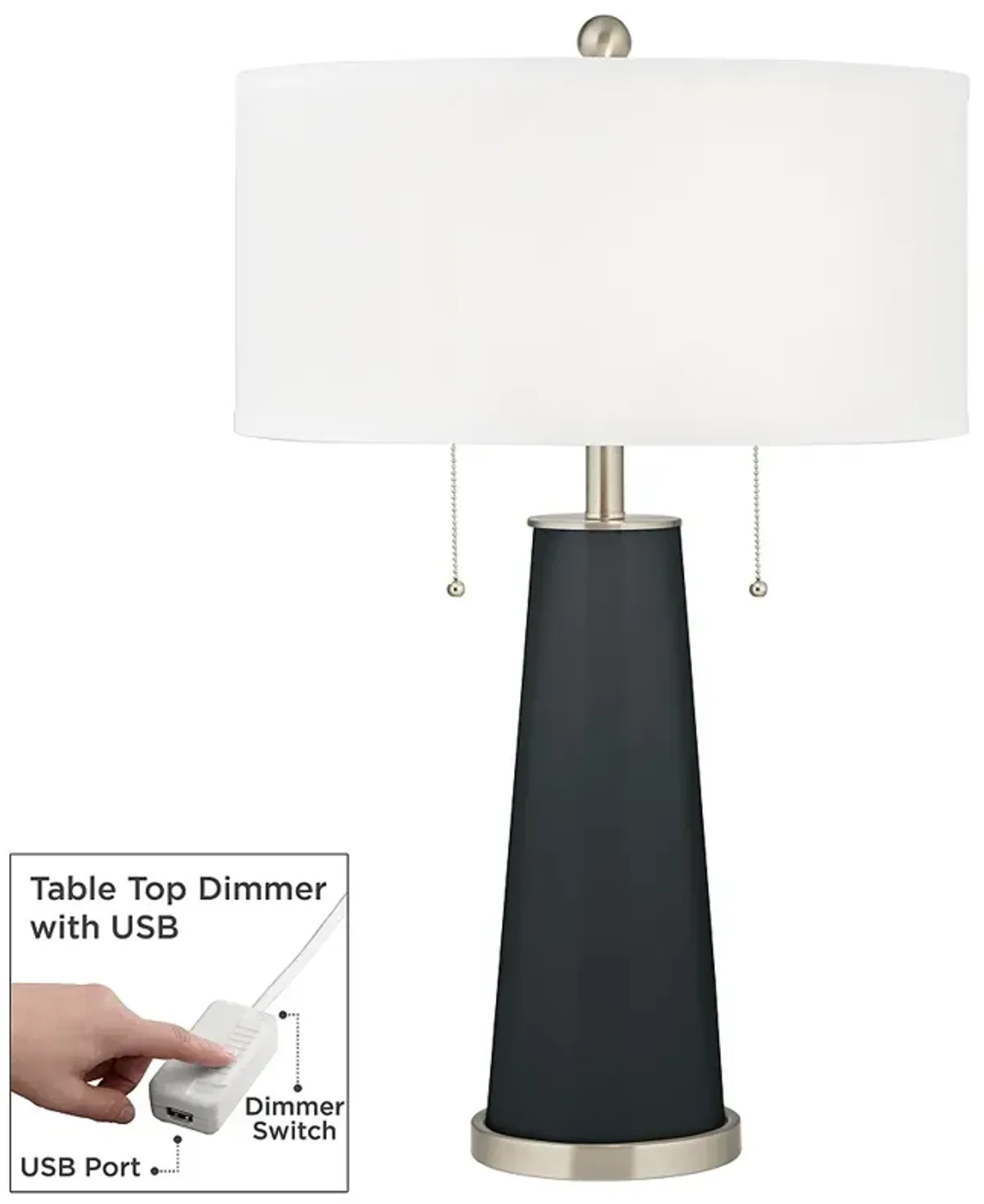 Color Plus Peggy 29 3/4" Black Of Night Table Lamp with USB Dimmer