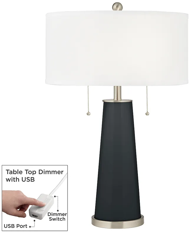 Black Of Night Peggy Glass Table Lamp With Dimmer